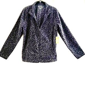 Made For Life Leopard Print Fleece Jacket Size L NWT